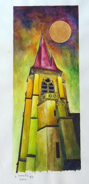 P. BONNICHON "L'église de Sceaux"
Aquarelle
38 x 15 cm