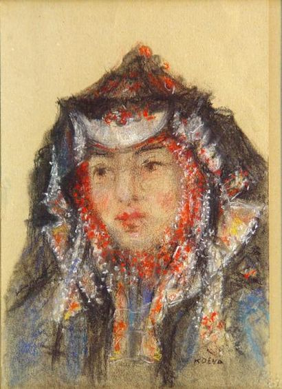 KOEVA "Femme orientale"
Pastel signé en bas à droite
39 x 26 cm