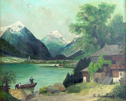 H. BERNARDT "Lacs de montagne"
Deux huiles sur toile formant pendant
37 x 45 cm