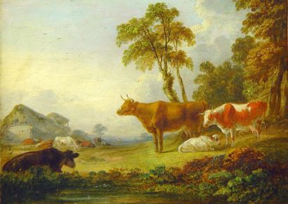ECOLE FRANCAISE "Vache et bouvier"
Huile sur toile
30 x 40 cm