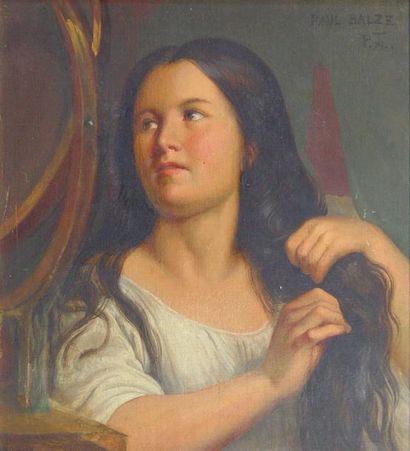Paul BALZE (attribué à) "Femme à sa coiffure"
Huile sur toile signée en haut à droite
44...