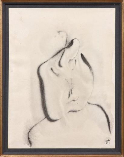 Henri Michaux (1899-1984) 
Sans titre, circa 1946-1948
Aquarelle sur papier.
Monogrammée...