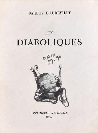 DADO (1933-2010) 
Tête
Encre sur la page de garde du livre Les Diaboliques par Barbey...