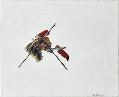 Bernard REQUICHOT (1929-1961) 
Composition
Collage, tissu et peinture sur toile,...