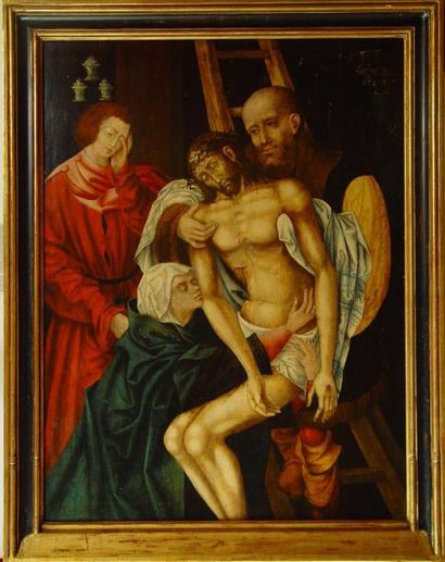 null 103- Ecole Flamande XVIIème siècle
	« Descente de croix »	 1000/1500 €
	Huile...