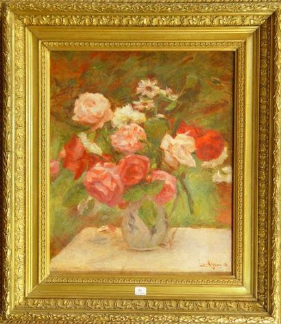Lucien MIGNON (1865-1944) *"Vase de fleurs"
Huile sur toile signée en bas à droite...