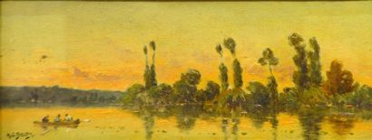 HENRI-JACQUES DELPY (1877-1957) *"Barque sur le lac"
Huile sur panneau signée en...