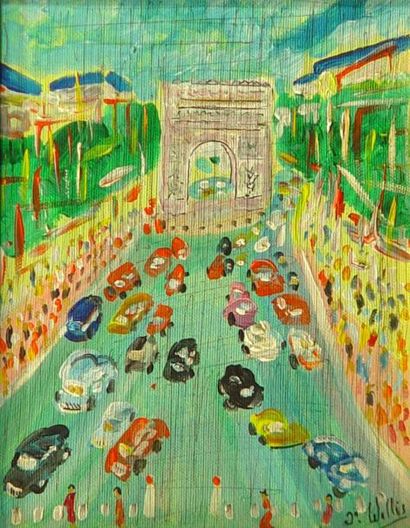 Jean WALLIS *"Champs-Elysées"
Huile sur toile signée en bas à droite
25 x 20 cm