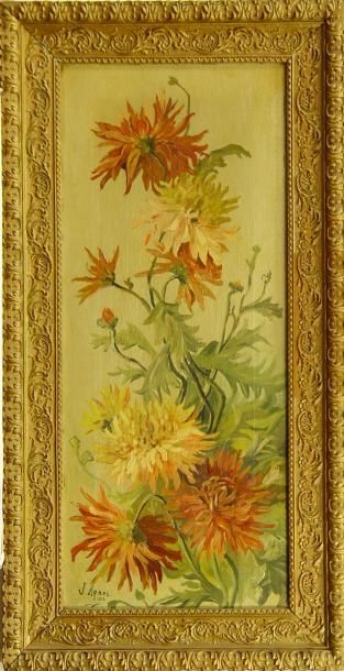 J. AGNER "Fleurs"
Deux huiles sur toile formant pendant (accidents)
75 x 32 cm