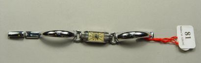 JAEGER Montre bracelet de dame en métal argenté
