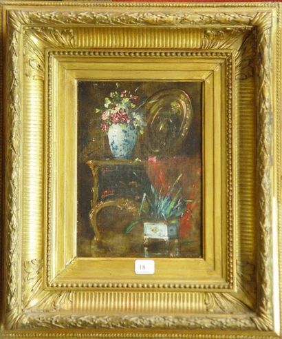 ECOLE FRANCAISE XIXeme SIECLE "Natures mortes"
Deux huiles sur toile formant pendant,...