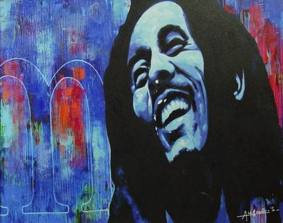 Augusto S. "Bob Marley"
Acrylique et technique mixte.
Signé en bas à droite
80 x...