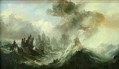 TAISSOU "Bateaux dans la tempête"
Huile sur toile signée en bas à droite, signée...