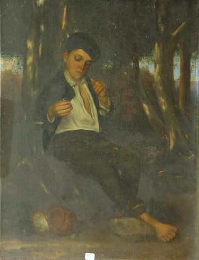 L. BARDEL "Le jeune fumeur"
Huile sur toile signée en bas à gauche et datée 1815
64...