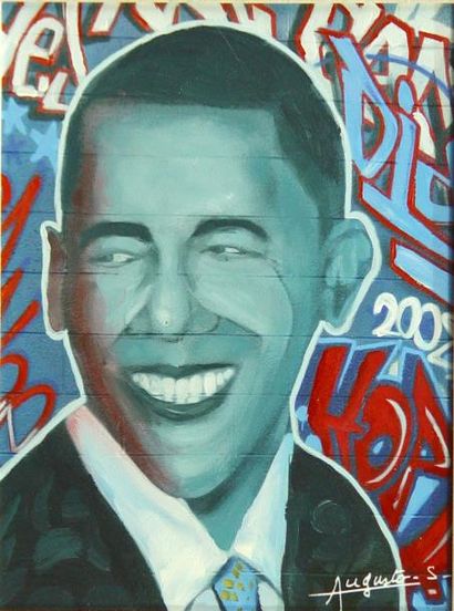 Augusto S. "Obama"
Acrylique et technique mixte.
Signé en bas à droite
40 x 30 c...