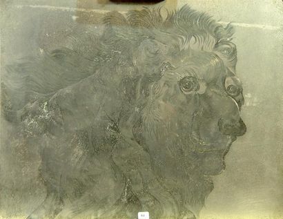 null "Lion"
Métal incisé, signé en bas à droite illisible
45 x 58 cm