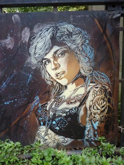 Augusto-S Acrylique sur toile:Femme tatouée 50x40 cm