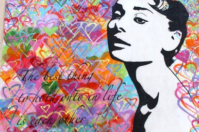Augusto-S Acrylique sur toile:Audrey Hepburn 60x90 cm