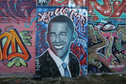 Augusto-S Acrylique sur toile:Obama 100x80 cm