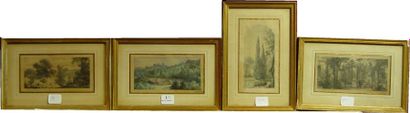 null Suite de trois gravures et aquarelle ''Paysages''
6 x 11 cm