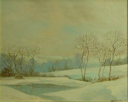 Serge MONTAUDON 'Paysage de neige''
Huile sur toile signée en bas à droite et datée...