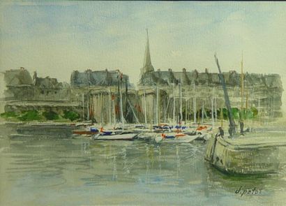 Denise PATOT 'Voiliers au port''
Aquarelle signée en bas à droite
17 x 23 cm