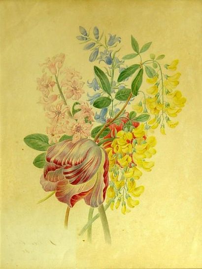 Van EYS (attribué à) "Bouquet de fleurs"
Aquarelle 35 x 28 cm