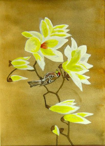 ECOLE JAPONAISE "Oiseau sur la branche"
Aquarelle 18 x 25 cm