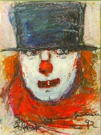 DURIEU (?) "Clown"
Pastel signé en bas à gauche et daté 92 32 x 24 cm