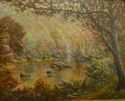 André ANGLADE "La rivière"
Huile sur toile signée en bas à gauche 72 x 92 cm