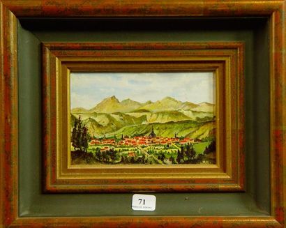 M.ROUSSEL "Village de montagne"
Huile sur panneau monogrammée BD 9,5 x 14 cm