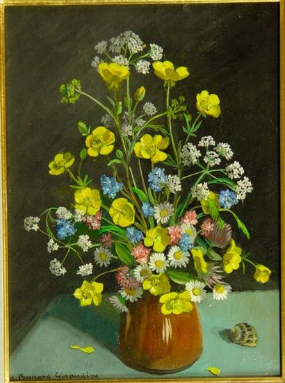 Hélène BESNARD-GIRAUDIAS "Vase de fleurs"
Huile sur isorel signée en bas à gauche...