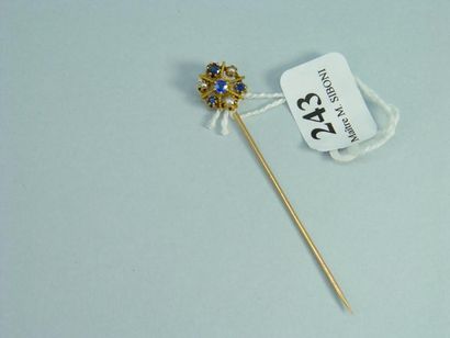 null 243- Epingle de cravate en or jaune sertie de perles et pierres bleues

Pds...