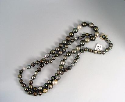 null 356- Long sautoir de perles grises de Tahiti baroques

113 cm