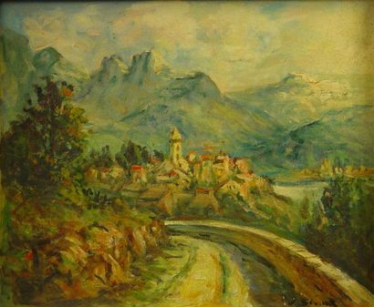 null 28- Ecole Française

''Village de montagne''

Huile sur toile signée en bas...