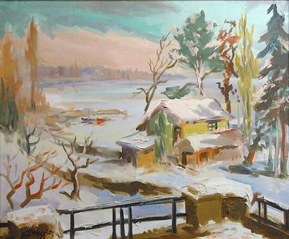 null 89- CLERGET

''Paysage de neige''

Huile sur toile datée 51

53 x 64 cm