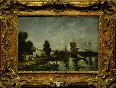 null Eugène BOUDIN (d'après)

''Navires au port''

Huile sur toile

29 x 42 cm