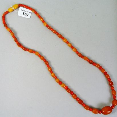 null 191- Collier de boules d'ambre ovales en chute entrecoupées de boules de corail

Pds...