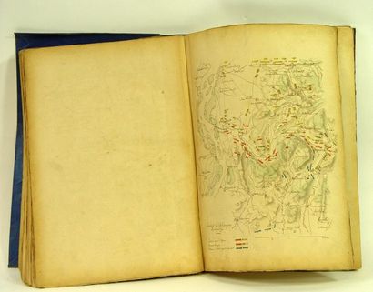 null 207- Manuscrit et aquarelles de plans de stratégie militaire de la Révolution...