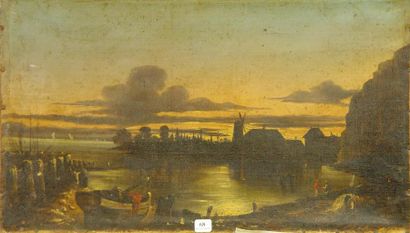 null 68- Ecole Hollandaise

''Moulin et bateaux''

Huile sur toile

31 x 53 cm