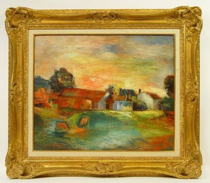 null 60- Jean DUFY (1866-1964)
''Crépuscule, ferme du Limousin''
Huile sur toile
Signée,...