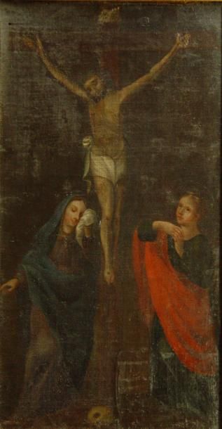 null 86- Ecole Française XIXème siècle

''Crucifixion''

Huile sur toile

66 x 35...