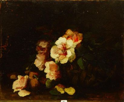 null 96- Lillie HONNORAT

''Bouquet de roses''

Huile sur panneau signée en bas 
...