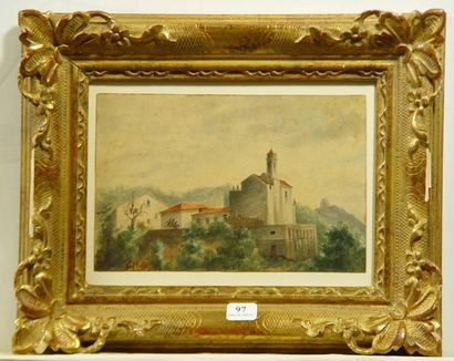 null 97- Vincenzo IROLLI (attribué à)

''Eglise toscane''

Aquarelle signée en bas...