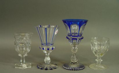 null 129- Deux verres à pied en cristal et deux verres en cristal de Bohême

(choc...