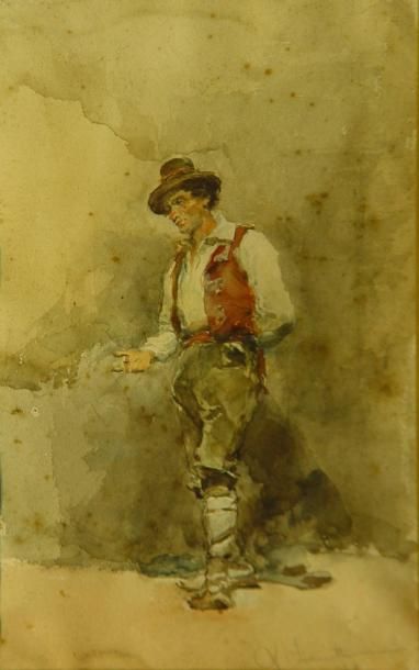 null 21- Attilio SIMONETTI

''Le mendiant''

Aquarelle signée en bas à droite

29...