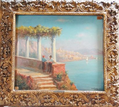 null Paul ORTIOU
"La terrasse d'Amalfi à Naples"
Huile sur toile
35 x 41 cm