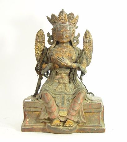 null 55- Bouddha assis en bois sculpté