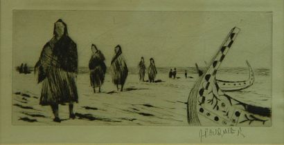 null 102- J. POUQUIER

''Femmes sur la plage''

Gravure