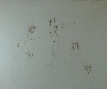 FINI Léonor "Quatre femmes" Lithographie signée en bas à droite et numérotée 104...
